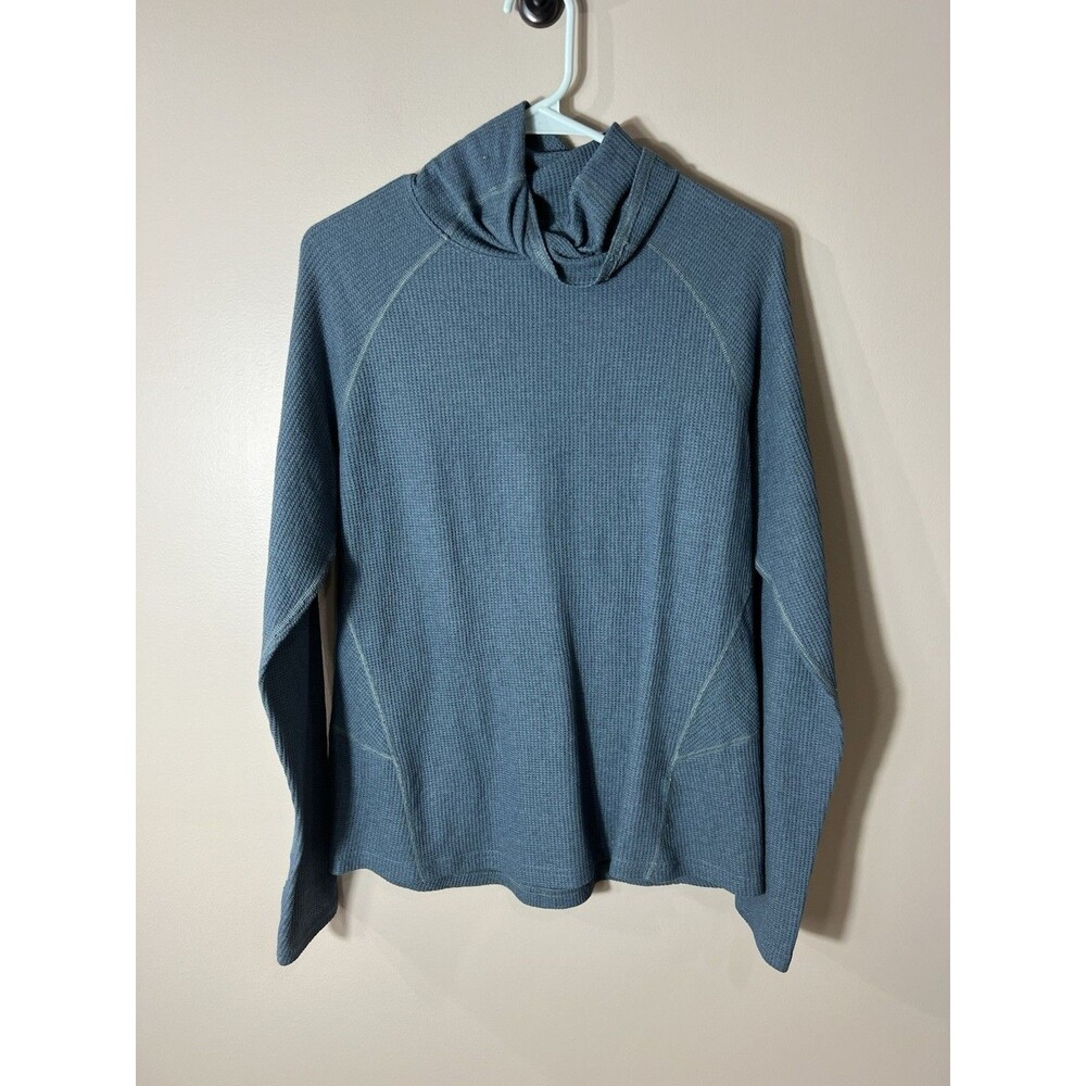 Kuhl Mountain Grown Women’s Large Teal Cowl Neck Waffle Knit Pullover